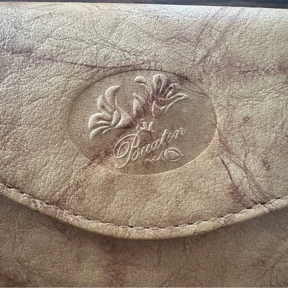 Vintage Buxton Genuine Leather Wallet Tan Minimalist Travel Organizer
